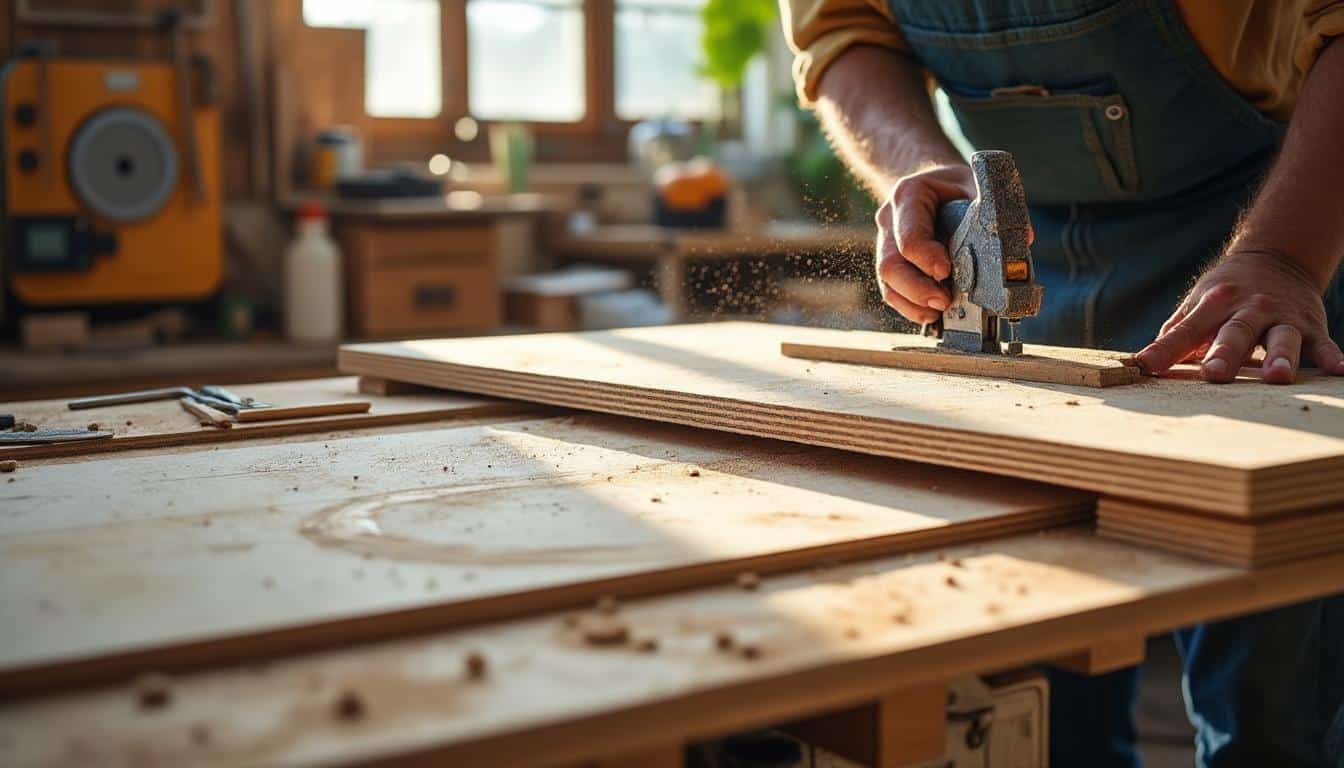 Découper un panneau MDF grâce à un gabarit de menuiserie