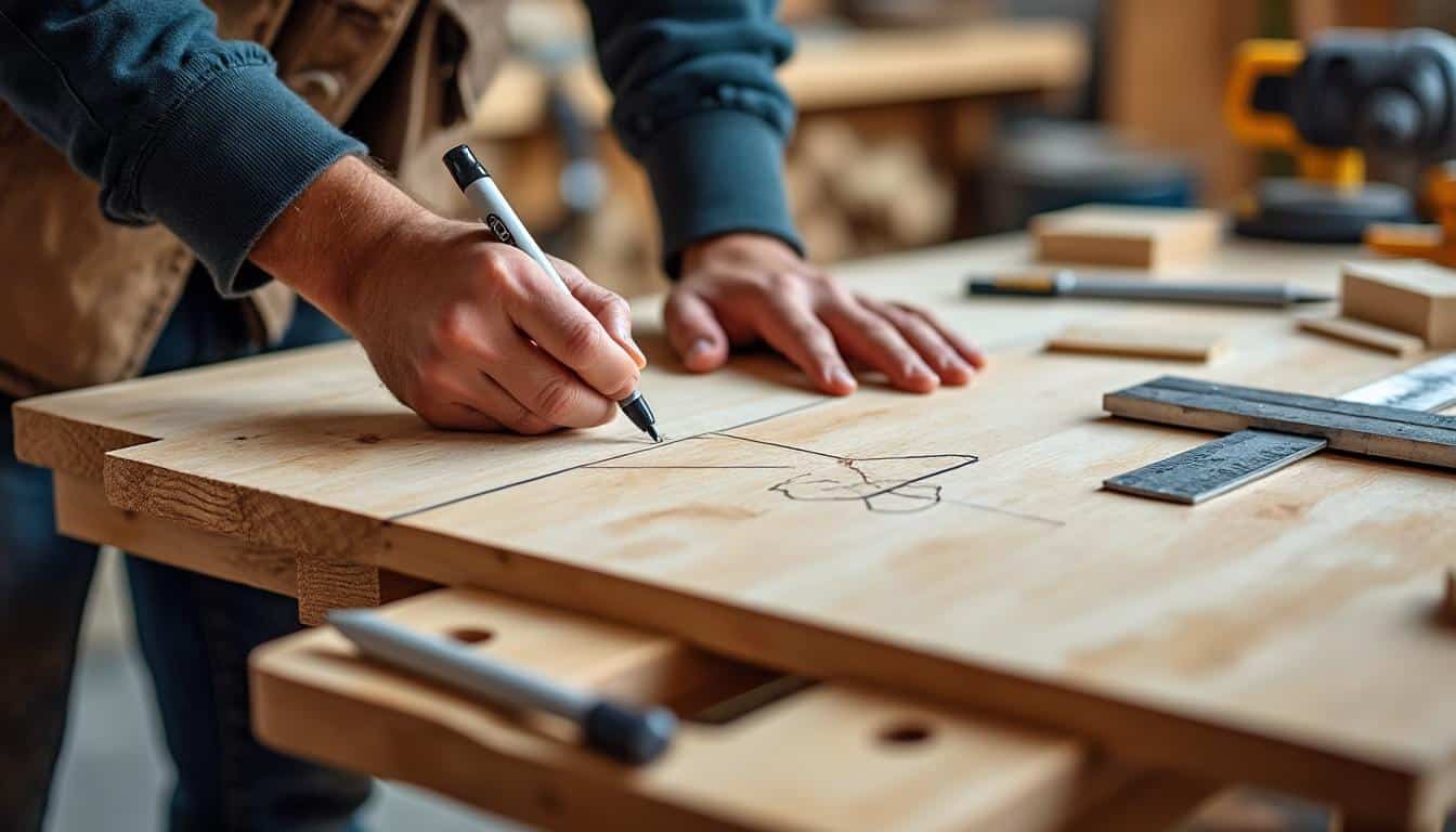 Illustration: Comment préparer un plan de travail avant de le couper avec une scie circulaire ?
